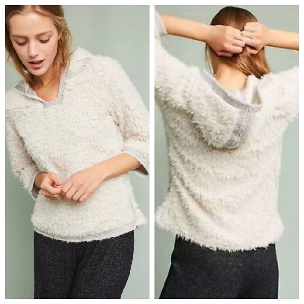 NWT Anthropologie Akemi + Kin Fleece Sherpa Pullover Hoodie Sweater L - Picture 6 of 10